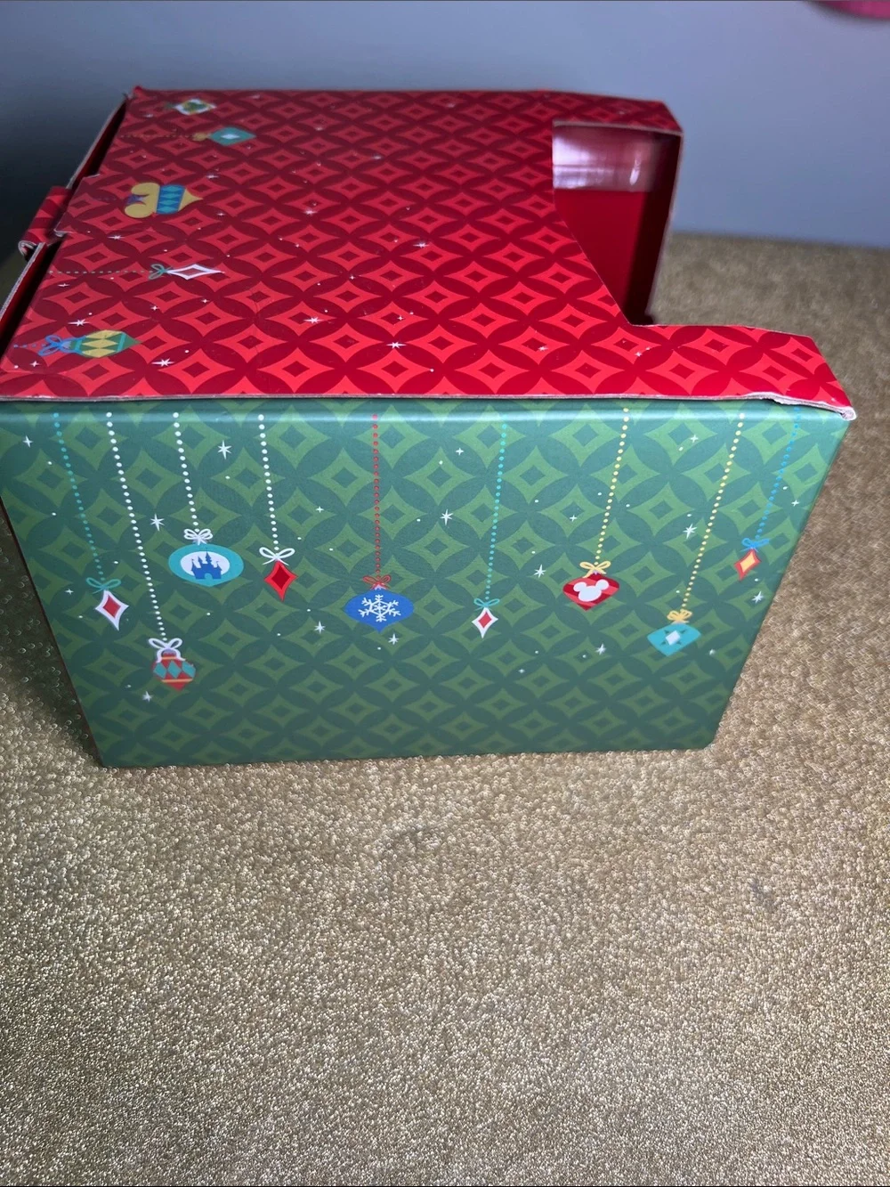 NIB Disney Christmas Holiday Green Mug with Festive Character Coaster
